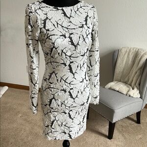 Dress the Population Black and White Bodycon Cocktail Dress